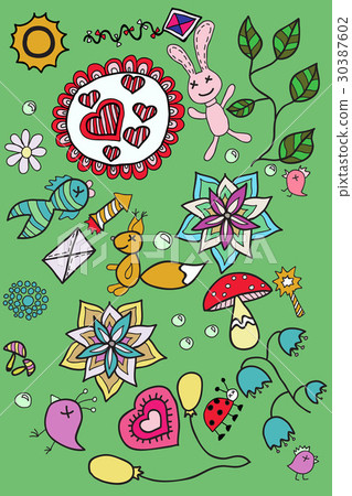 Bright card with hand drawn elements Bright card with hand drawn elements 30387602