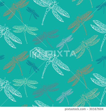 Bright spring dragonflies pattern Bright spring dragonflies pattern 30387604