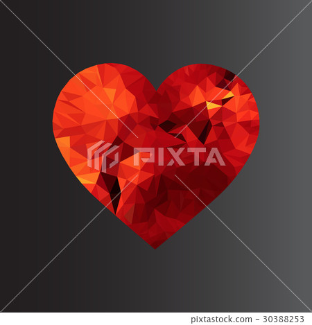 Abstract red heart polygonal image. 30388253