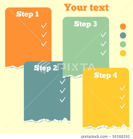 Set of colored sheets with torn edge. Set of colored sheets with torn edge. 30388291