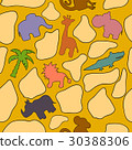 Seamless cartoon  pattern with african animals. 30388306