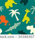 Hand drawn seamless animals pattern  30388307