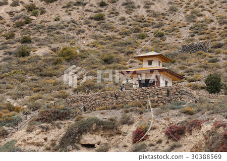 Buddhist monastery on the hill near Jomsom, Nepal. 30388569