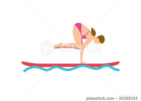 Young girl balancing on sup board Young girl balancing on sup board 30389193
