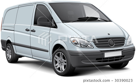 插图素材: white cargo panel van