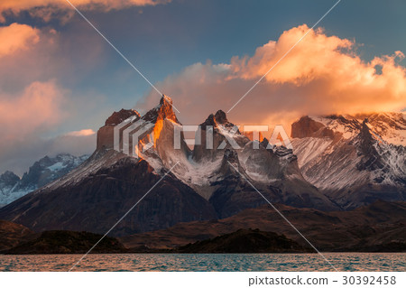 Dramatic dawn in Torres del Paine, Chile 30392458