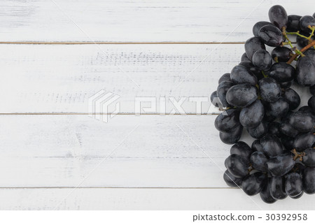 Fresh black grapes with water drops  30392958