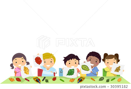 Stickman Kids Leaf Rubbing Colors 30395182