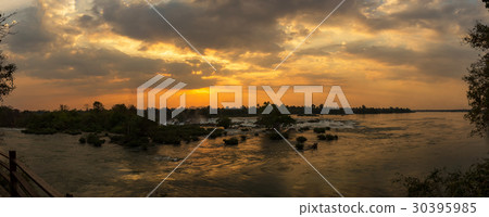 Sunset Khone phapheng waterfall Champasak Laos. 30395985
