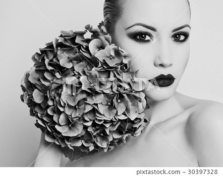 Beautiful lady with hydrangea 30397328