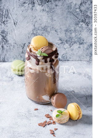 Chocolate milkshake with ice cream 30397433