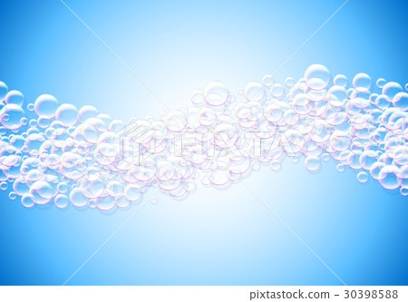 Soap bubbles abstract blue background with rainbow 30398588