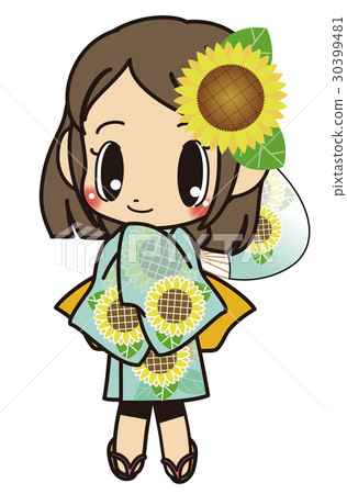 A sunflower yukata girl 30399481
