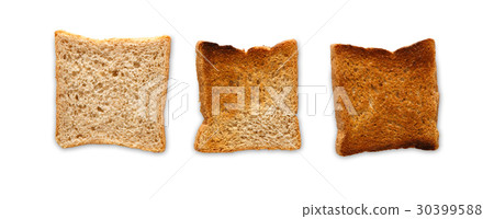 Toast cooked and burnt. Degree of toastiness on 30399588