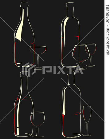Set of vector stemware in the dark. 30400891