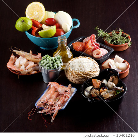 Raw Ingredients for Paella 30401216