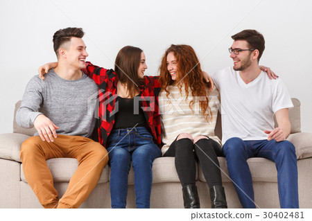 Team work, young colleagues discuss business ideas 30402481