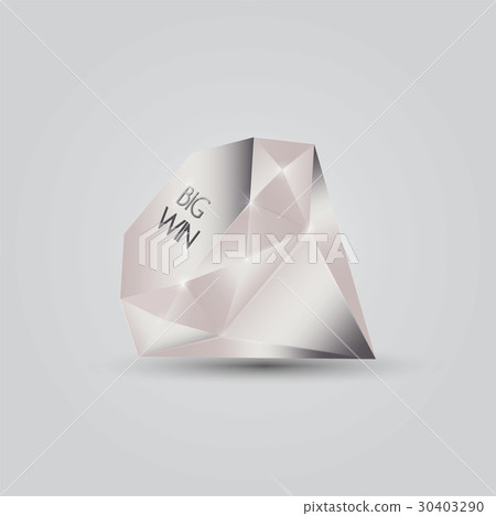 Platinum coloured gem engraved with text Big Win. Great for slots, casino, games design. 30403290