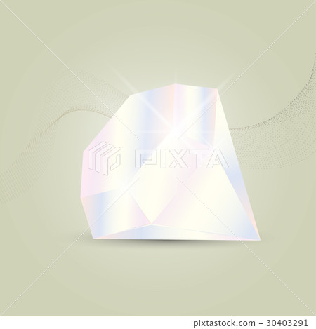 Vector illustration of a diamond on a abstract flowing particle waves background. 30403291