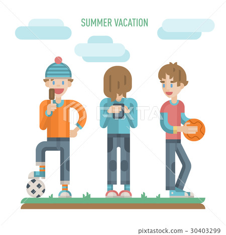 Illustration of group of happy teenagers  30403299