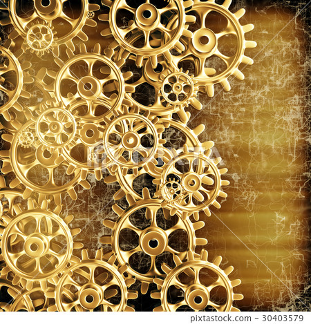 Gold gears and cogs macro Gold gears and cogs macro 30403579