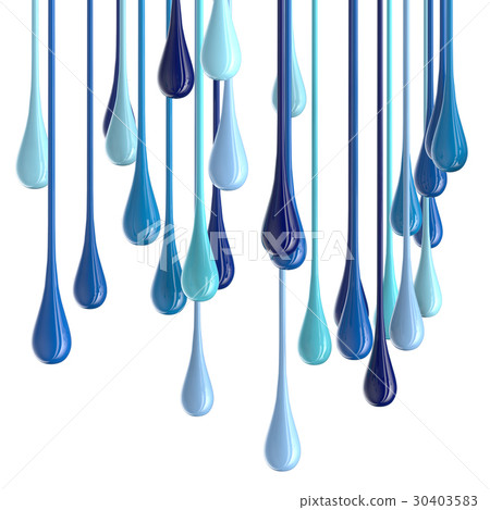 3D blue glossy paint drop blobs 30403583