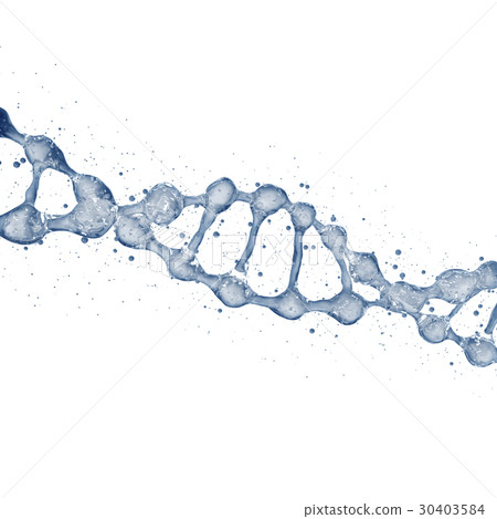 3d illustration of DNA molecule model from water. 3d illustration of DNA molecule model from water. 30403584