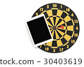 dart target on bullseye with blank screen tablet 30403619