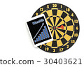dart target on bullseye with graph on tablet  30403621