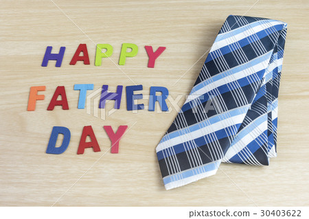 happy fathers day words and colorful tie laid 30403622