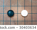 white stone approach to black stone on go game board 30403634