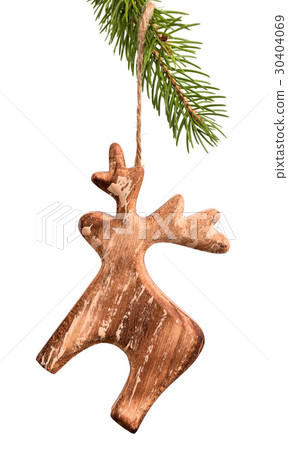 Christmas wooden moose isolated on white Christmas wooden moose isolated on white 30404069