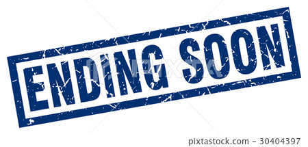 square grunge blue ending soon stamp 30404397