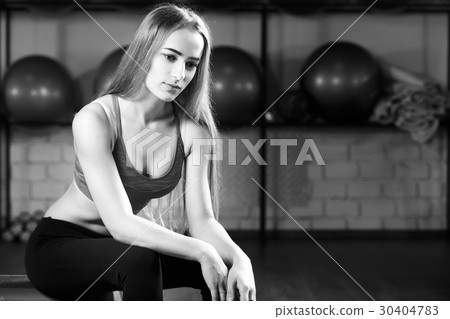 Portrait of beautiful caucasian fitness woman 30404783