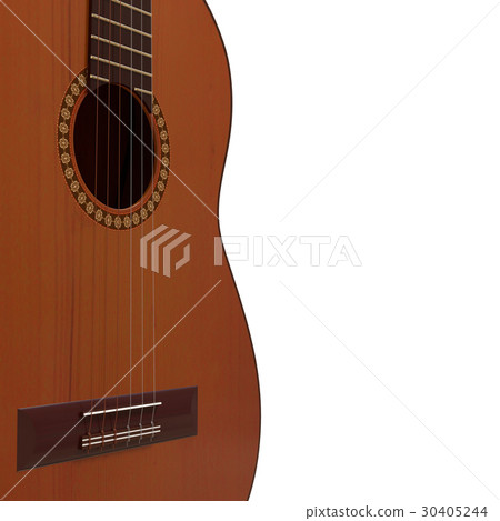 realistic acoustic guitar 3d illustration 30405244