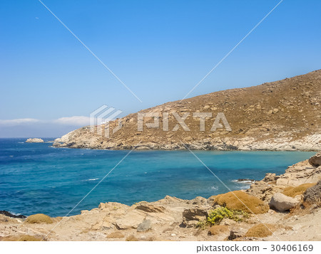 Beach in Mykonos under the blue sky Beach in Mykonos under the blue sky 30406169