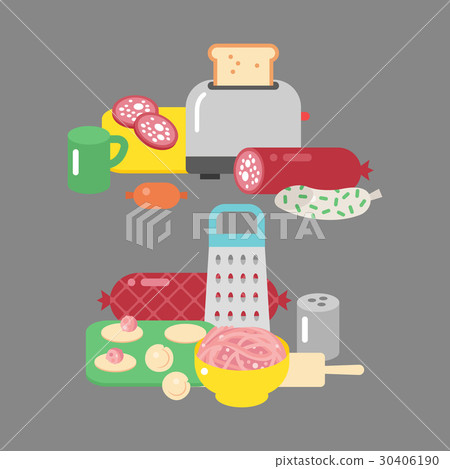 Meat products ingredient and rustic elements Meat products ingredient and rustic elements 30406190