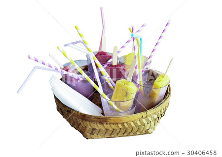 Fruit ice cream in soda drink isolated  30406458