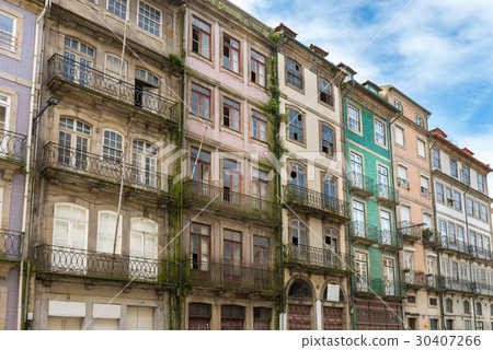 Facades and alleyway  of Guimaraes, Portugal. 30407266