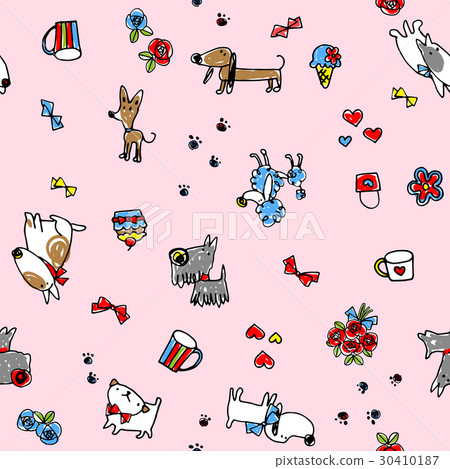 逗人喜愛的圓珠筆例證的無縫的樣式。孩子的傳染媒介背景 30410187