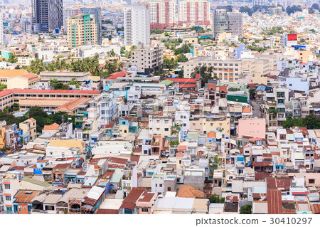 Saigon skyline with colorful house, Vietnam Saigon skyline with colorful house, Vietnam 30410297