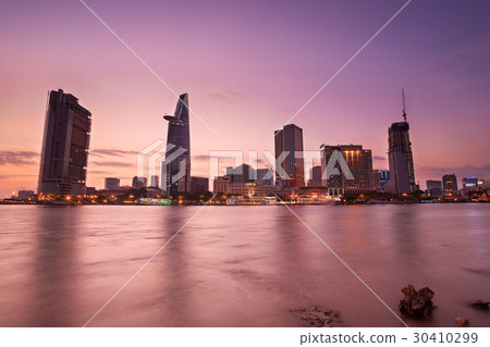 Downtown Saigon in twilight, Vietnam Downtown Saigon in twilight, Vietnam 30410299