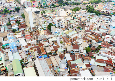 Colorful slum houses at Saigon (view from top) Colorful slum houses at Saigon (view from top) 30410501