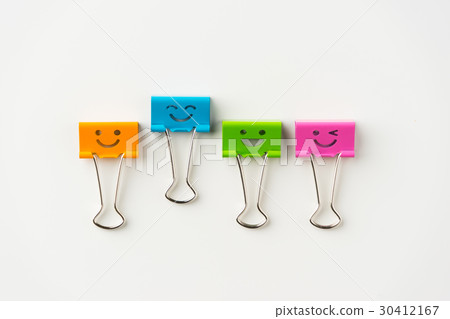 colorful smile metal clip on white background 30412167