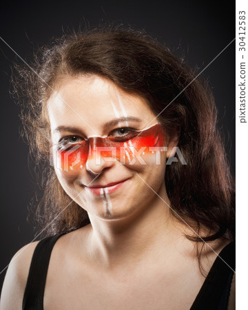 Woman with Indian War Painting. 30412583