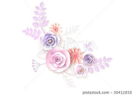 Paper flowers. Background. Vector illustration 30412858