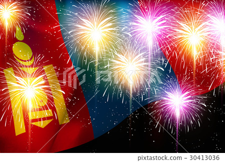 Mongolian fireworks flag flag background 30413036