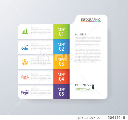 Infographic vertical 5 tab index design vector  30413246