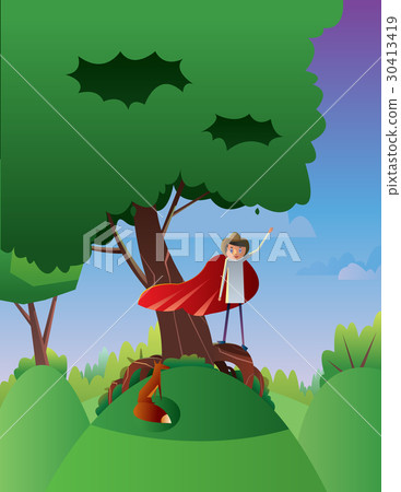 Digital vector abstract cartoony happy young boy 30413419