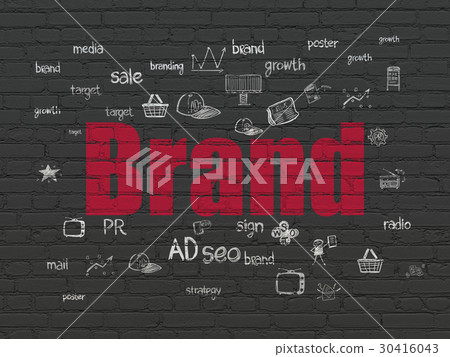 Marketing concept: Brand on wall background Marketing concept: Brand on wall background 30416043
